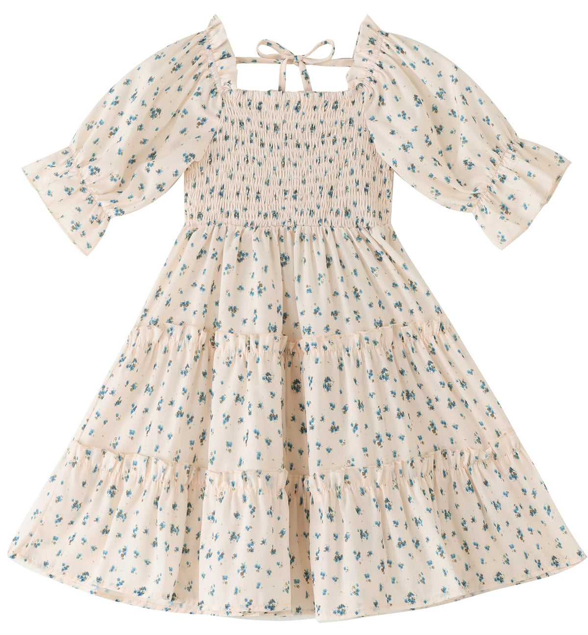 Toddler Dress Baby Girls Cotton Linen Ruffle Sleeve Tiered Swing Casual Summer Boho Dresses