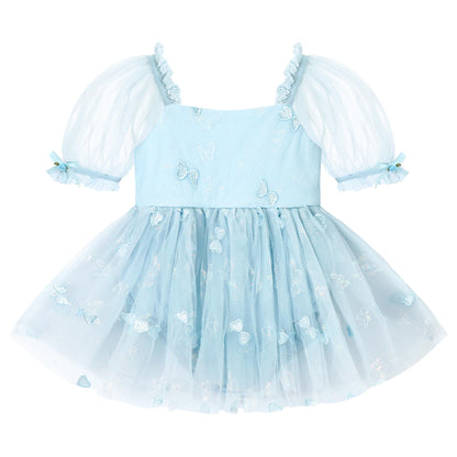 YALLET Baby Girl Dress Embroidery Tulle 1st Birthday Girl Outfit Puff Sleeve Lace Tulle Romper Newborn Dress for 0-24 Months