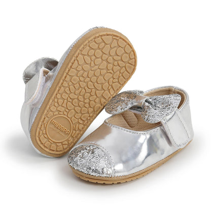 Baby Girls Mary Jane Flats Shoes with Non-Slip Soft Sole Toddler First Walkers Newborn Princess Dress Shoes