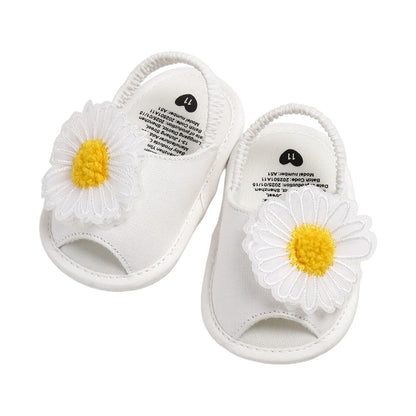 Baby Girl Sandals Flower Bowknot Soft Sole Anti Slip Rubber Wedding Dress Flats Toddler First Walking Shoes
