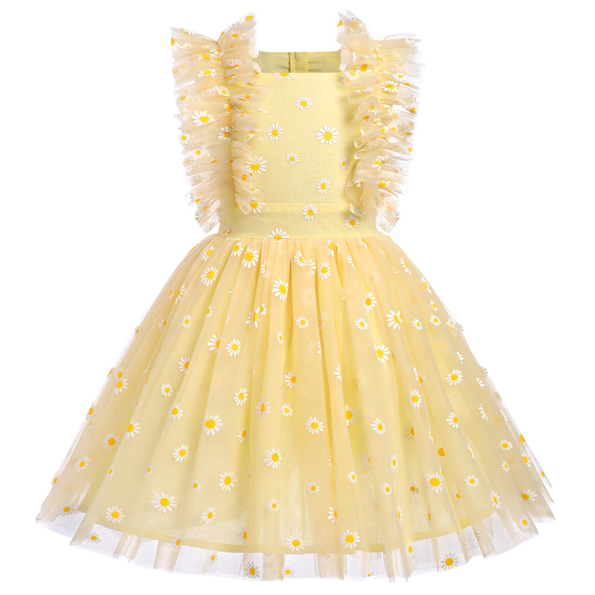 Girls Birthday Party Dress Ruffle Sleeve Sequin Dots Floral Tulle Princess Wedding Pageant Formal Bance Gown