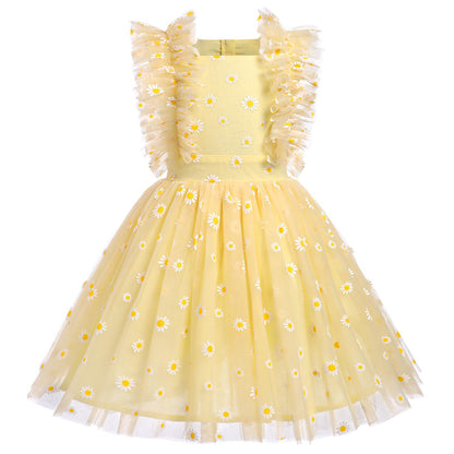 Girls Birthday Party Dress Ruffle Sleeve Sequin Dots Floral Tulle Princess Wedding Pageant Formal Bance Gown