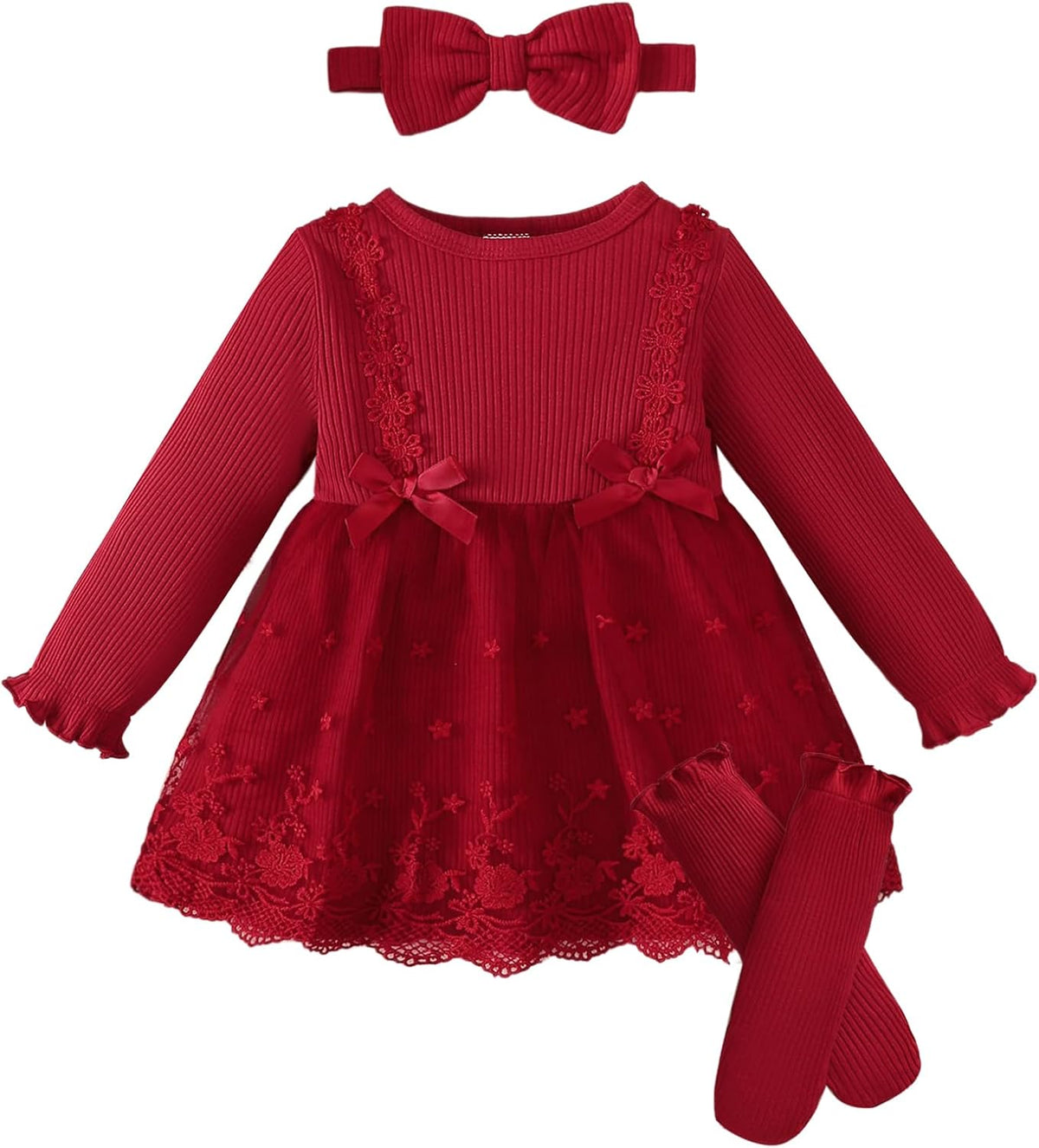 Renotemy Baby Girls Dress Fall Winter Toddler Princess Dress 0-24 Months