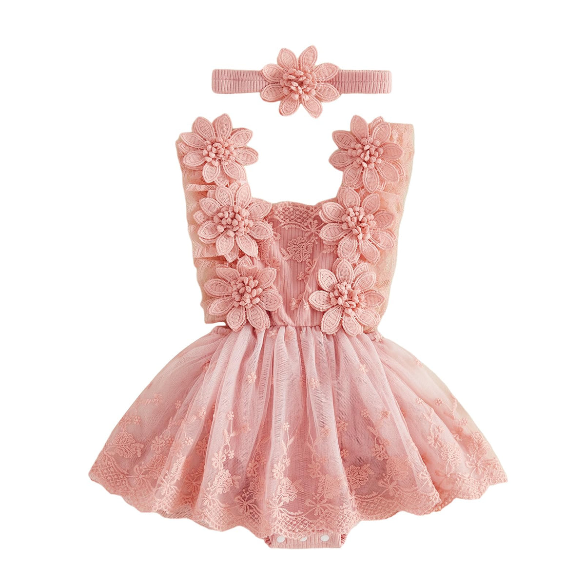 Mtsebmves Newborn Baby Girl Romper Dress Infant Lace Floral Bow Tulle Dress Toddler Girls Photography Outfits