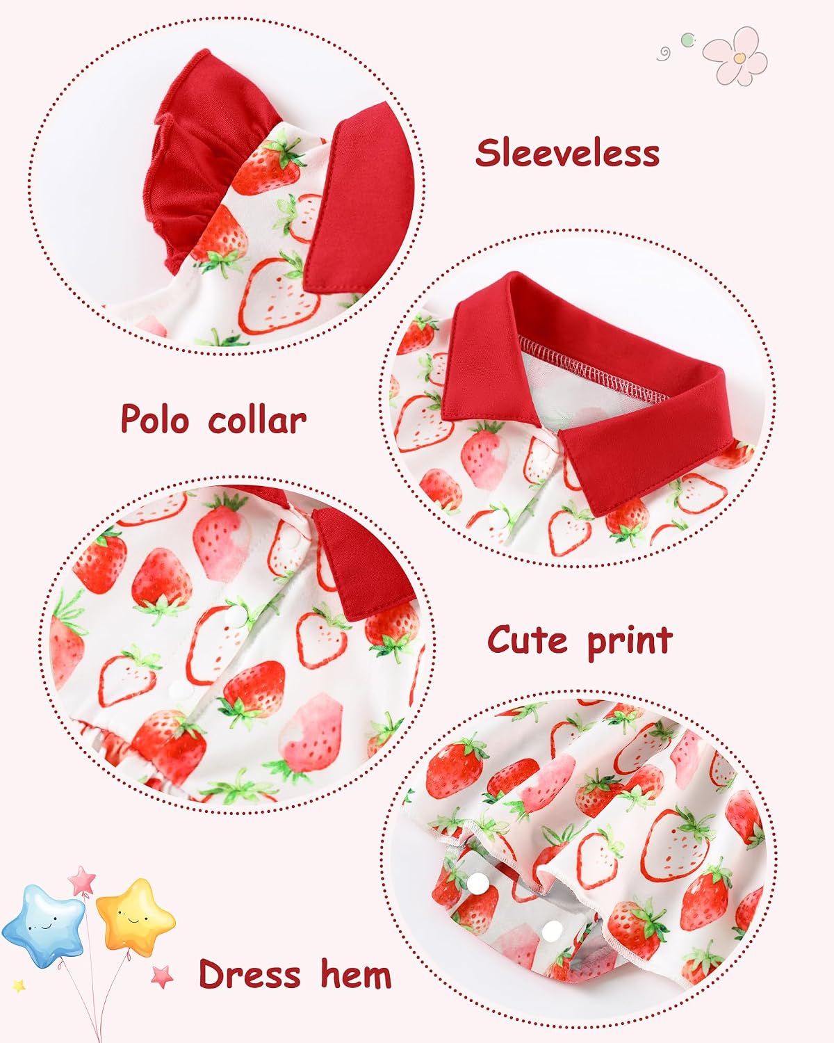 YALLET Baby Girl Flutter Sleeves Polo Dress Snap Bottom Romper Outfit 0-24M