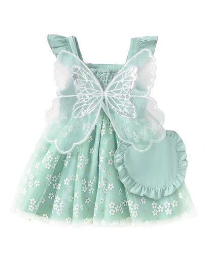 Kucnuzki Baby Girl Clothes Toddler Girls Summer Fairy Tulle Dress Ruffle Fly Sleeve Casual Sundress Cute Outfit for Kids
