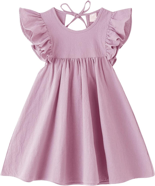 Girls Summer Dress Toddler Ruffle Sleeve Dresses