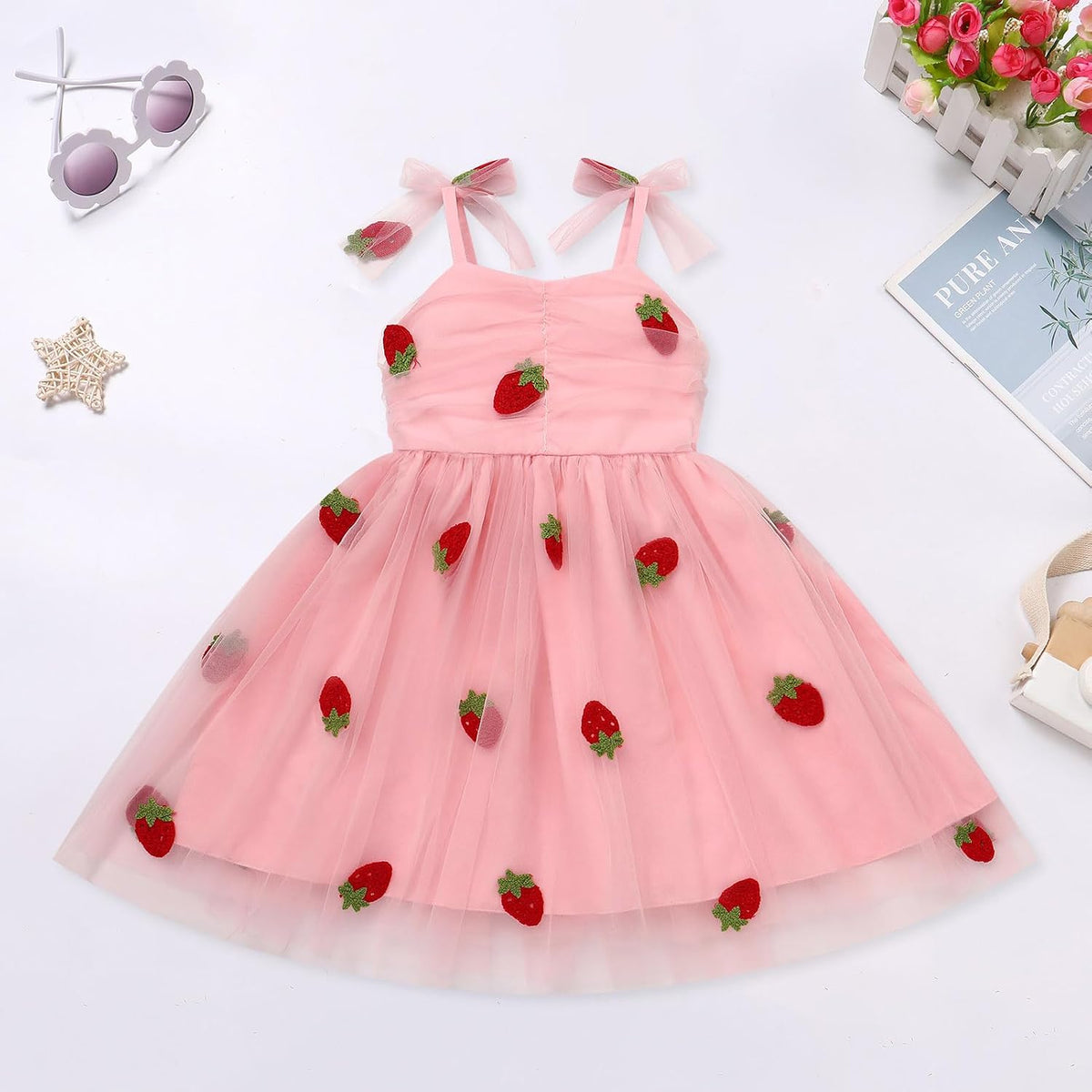 IBTOM CASTLE Toddler Baby Girl Birthday Dress Floral Sequin Tulle Tutu Dresses for Pageant Party Cake Smash Photoshoot