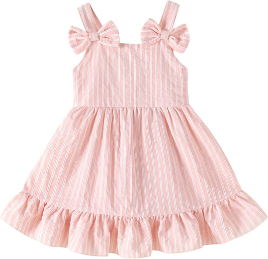 Infant Baby Girl Beach Sundress Casual Sleeveless Smocked Boho Dress Halter Ruffle Toddler Summer Outfits