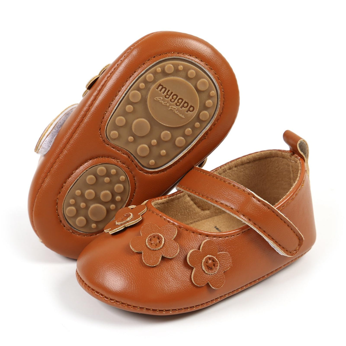 Baby Girls Mary Jane Flats Shoes with Non-Slip Soft Sole Toddler First Walkers Newborn Princess Dress Shoes