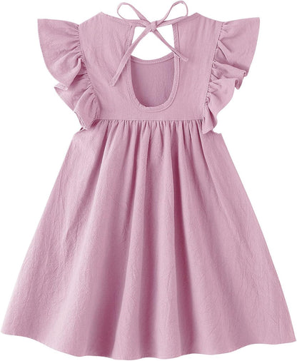 Girls Summer Dress Toddler Ruffle Sleeve Dresses