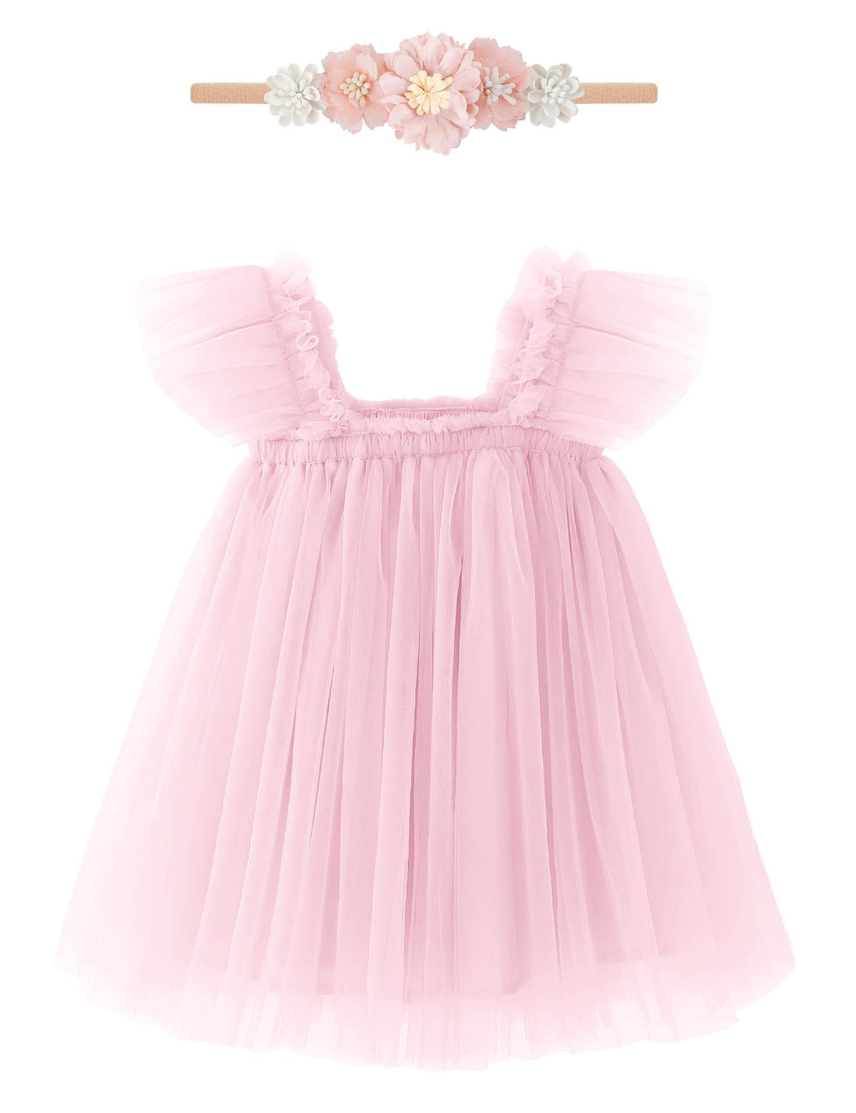 Baby Girl First Birthday Outfit Cake Smash 1st Birthday Dress with Flower Headband