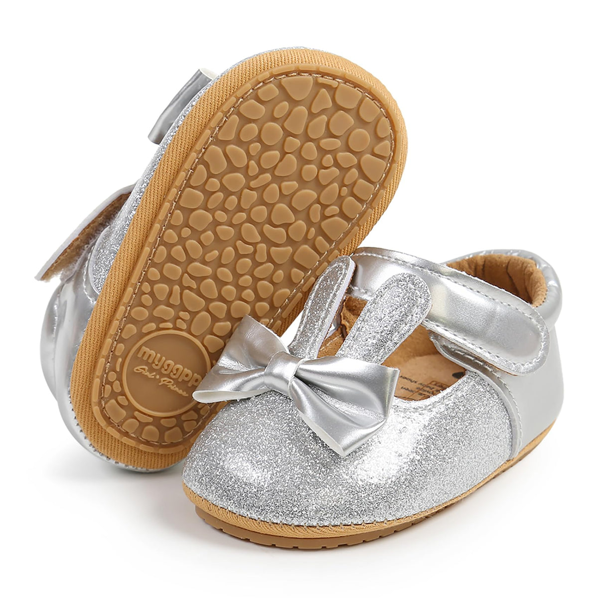 Baby Girls Mary Jane Flats Shoes with Non-Slip Soft Sole Toddler First Walkers Newborn Princess Dress Shoes