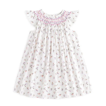 Simplee kids Baby Girl Smocked Dress Summer Casual Short Sleeve Dresses Floral Print Sundress Princess Dress for Toddlers