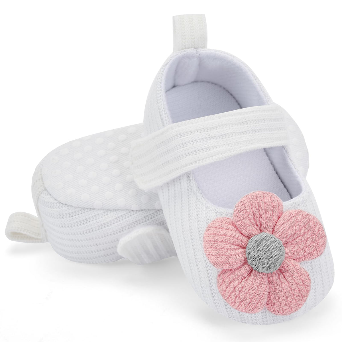 BACSAC Baby Girls Mary Jane Flats with Bow Soft Sole Non-Slip Crib Shoes Infant Toddler First Walkers Princess Dress Shoes