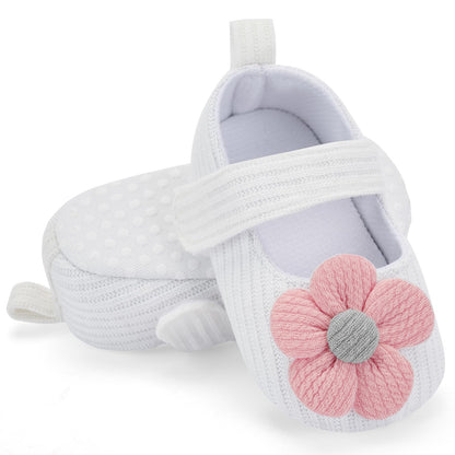 BACSAC Baby Girls Mary Jane Flats with Bow Soft Sole Non-Slip Crib Shoes Infant Toddler First Walkers Princess Dress Shoes