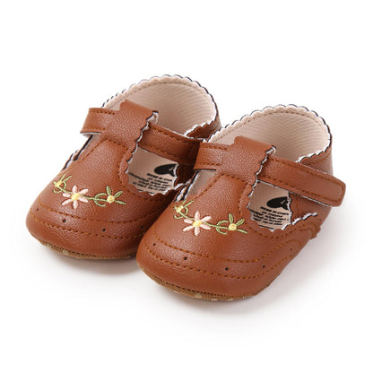 Baby Girls Mary Jane Flats Shoes with Non-Slip Soft Sole Toddler First Walkers Newborn Princess Dress Shoes