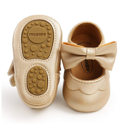 E-FAK Baby Girls Shoes Mary Jane Flats Shoes Anti-Slip Soft Rubber Sole Toddler First Walkers Princess Dress Shoes