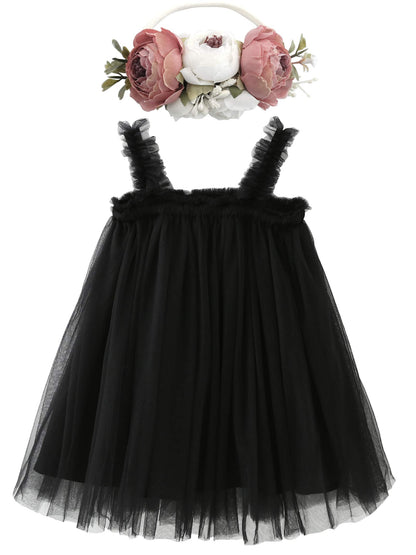 BGFKS Layered Tulle Tutu Dress for Toddler Girls,Baby Girl Rainbow Tutu Princess Skirt Set with Flower Headband.
