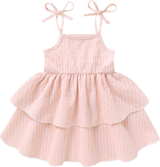 Happy Town Infant Baby Girl Dress Sleeveless Tiered Floral Strap Dresses Toddler Summer Sundress Clothes