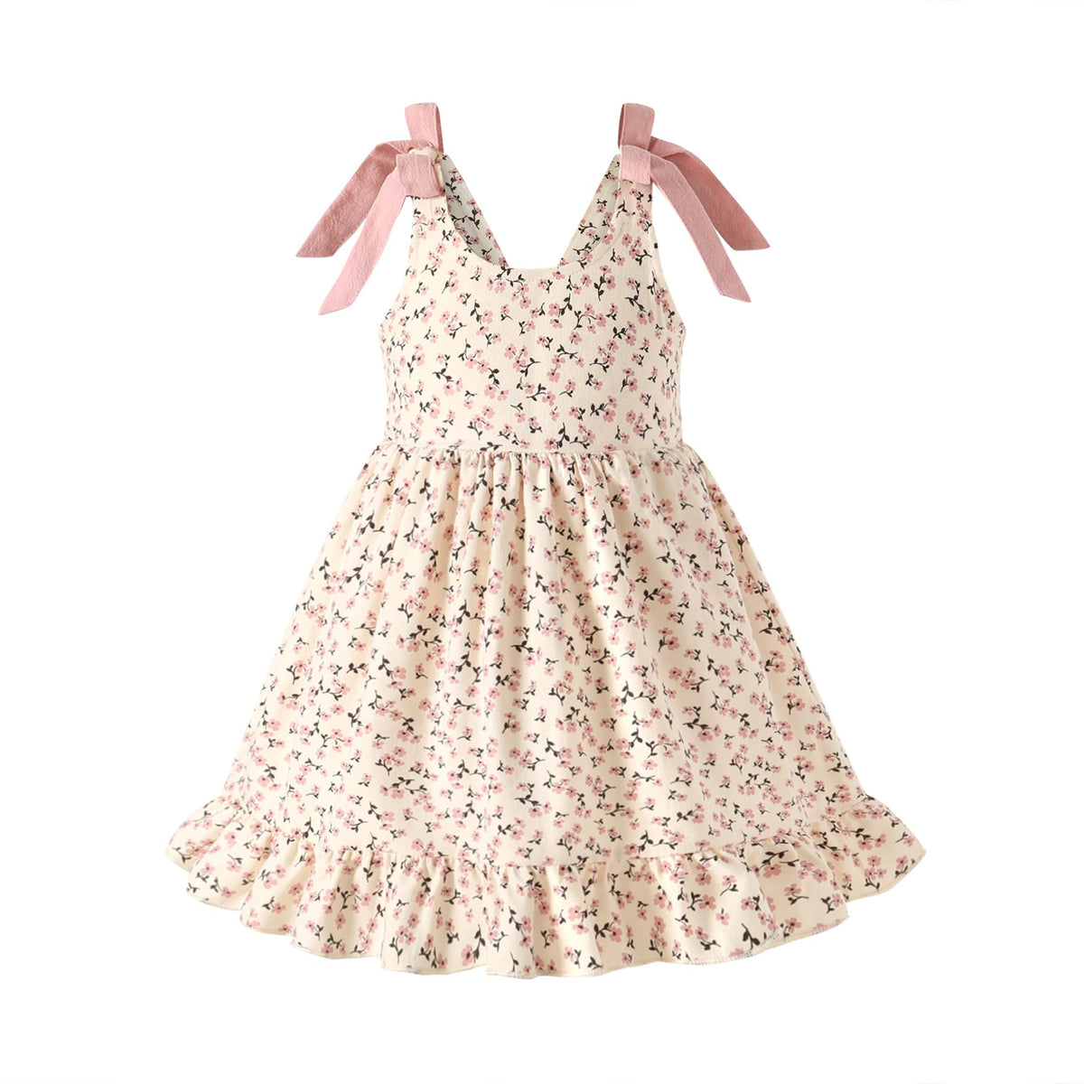 HAPPYMA Toddler Dress Baby Girl Sleeveless Ruffle Summer Clothes