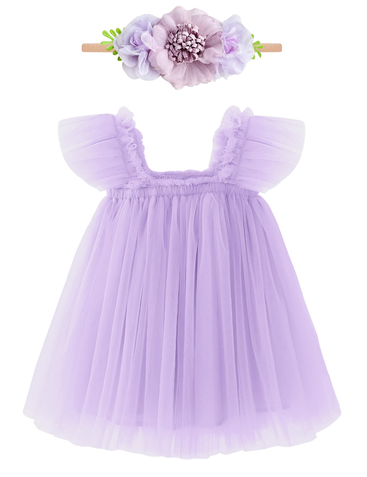 Baby Girl First Birthday Outfit Cake Smash 1st Birthday Dress with Flower Headband