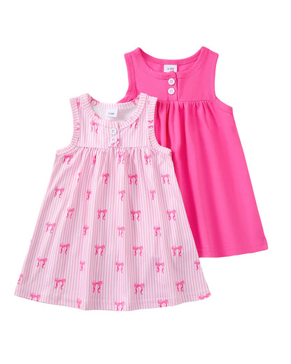 Baby Girl Dress Clothes 2-Pack Sleeveless Solid Printed Cute Baby Dresses