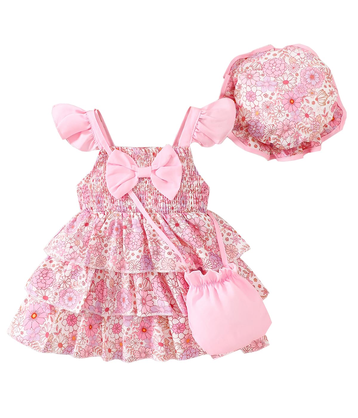 Willow Dance Newborn Infant Baby Girl Dresses Summer Outfits Casual Flower Sundress Toddler Clothes with Hat and Bag
