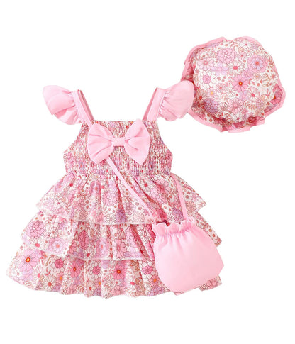 Willow Dance Newborn Infant Baby Girl Dresses Summer Outfits Casual Flower Sundress Toddler Clothes with Hat and Bag