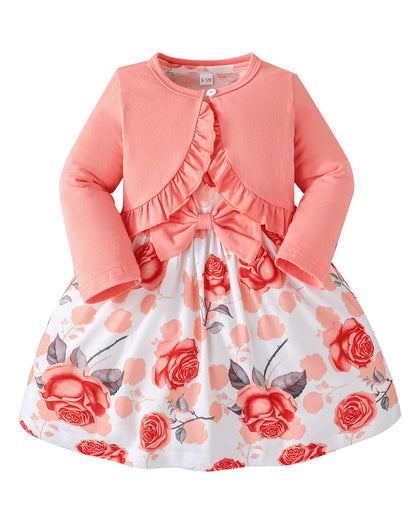 Rosibel Toddler Baby Girls Dress and Cotton Cardigan Set for 6M-3T