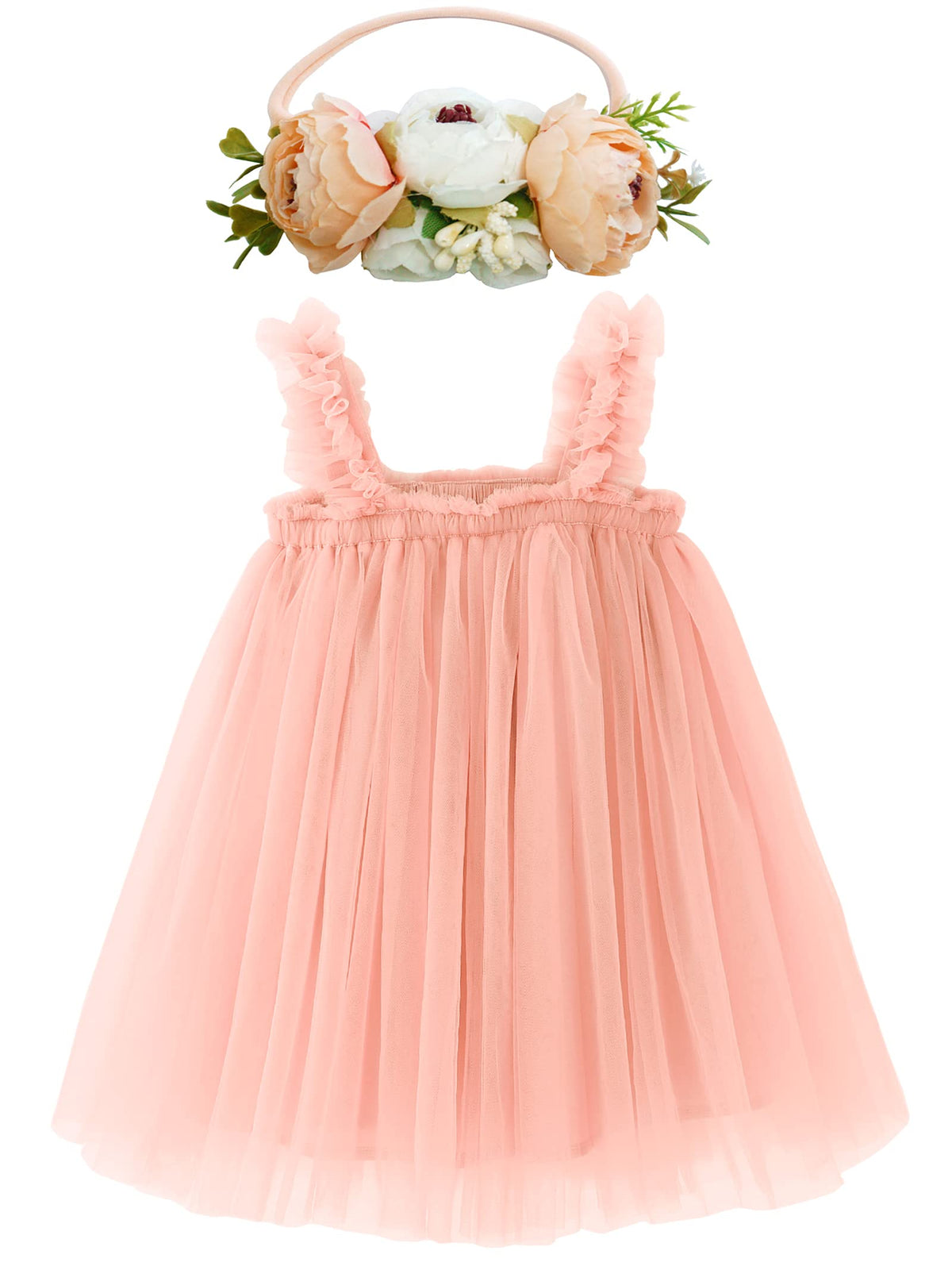 BGFKS Layered Tulle Tutu Dress for Toddler Girls,Baby Girl Rainbow Tutu Princess Skirt Set with Flower Headband.
