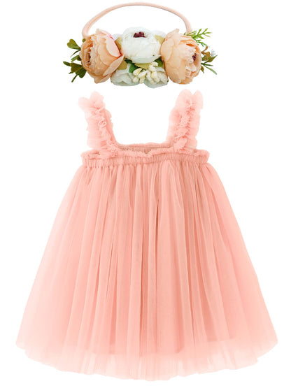 BGFKS Layered Tulle Tutu Dress for Toddler Girls,Baby Girl Rainbow Tutu Princess Skirt Set with Flower Headband.