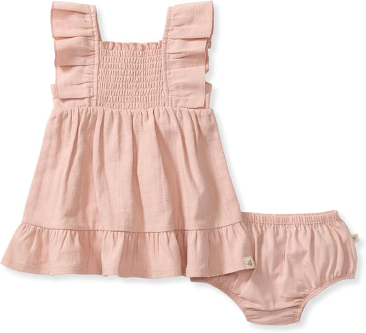 Burt's Bees Baby Baby Girls' Dress and Pantie Set, Infant & Toddler, Short & Long-Sleeve, 100% Organic Cotton