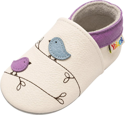 YALION Baby Boys Girls Moccasins Slippers, Soft Sole Baby Leather Shoes, Anti-Slip Baby Walking Crib Shoes for Infant Toddler Prewalker