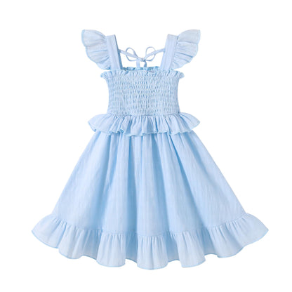 YOUNGER TREE Toddler Dress Baby Girls Cotton Ruffle Sleeveless Summer Dresses Kids Boho Beach Casual Sundress