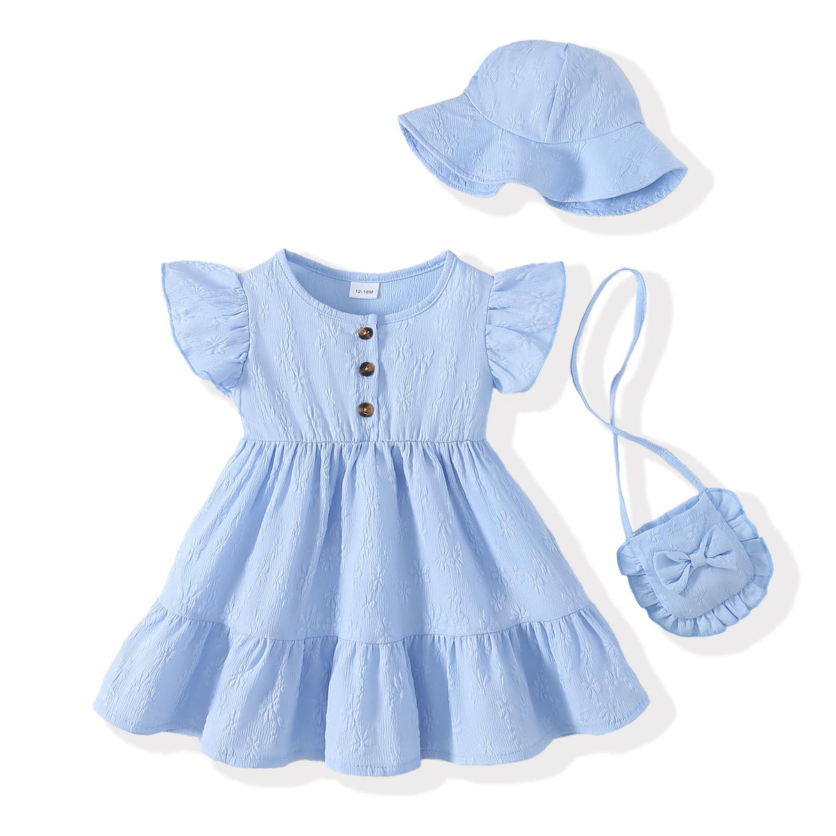 Toddler Girl Summer 3 Piece Ruffle Dress Set A-Line Sundress