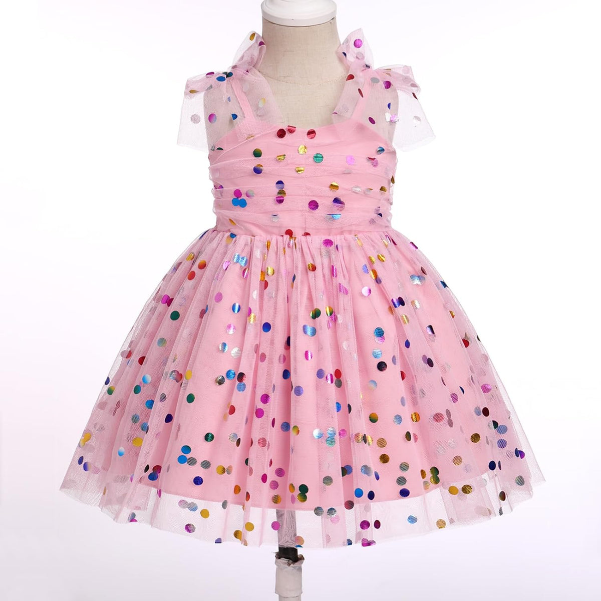IMEKIS Toddler Baby Girl Birthday Princess Dress Shiny Confetti Boho Rainbow Cake Smash Photo Shoot Outfit for 1-6T