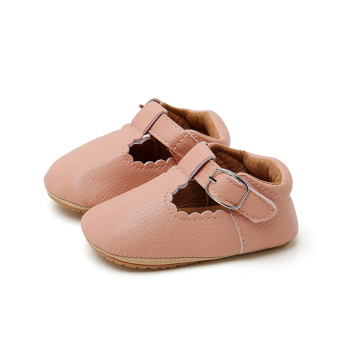 Baby Girls Mary Jane Flats Shoes with Non-Slip Soft Sole Toddler First Walkers Newborn Princess Dress Shoes
