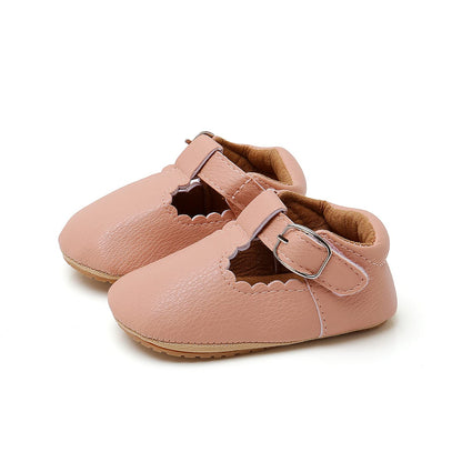 Baby Girls Mary Jane Flats Shoes with Non-Slip Soft Sole Toddler First Walkers Newborn Princess Dress Shoes
