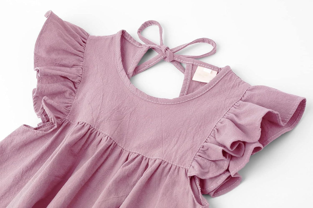 Girls Summer Dress Toddler Ruffle Sleeve Dresses