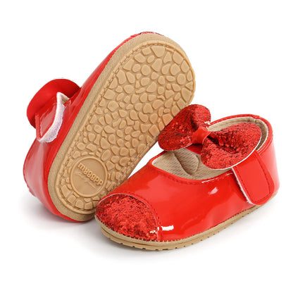 Baby Girls Mary Jane Flats Shoes with Non-Slip Soft Sole Toddler First Walkers Newborn Princess Dress Shoes