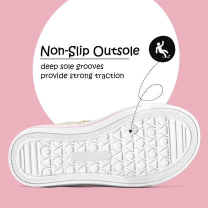 K KomForme Toddler Sneakers Girls Shoes with Dual Hook and Loops