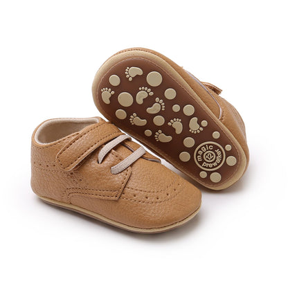 SOFMUO Baby Boys Girls High Top Ankle PU Leather Sneakers Soft Rubber Sole Infant Moccasins Newborn Oxford Loafers Anti-Slip Toddler Wedding Uniform Dress Shoes