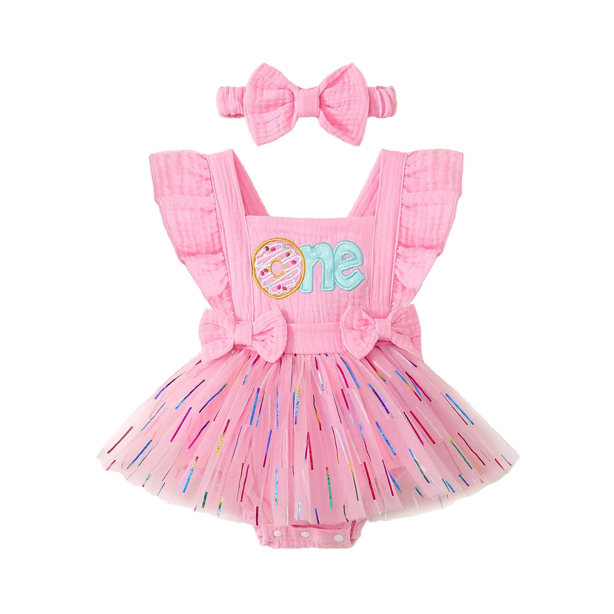 Baby Girl 1st Birthday Tulle Romper Dress Ruffle Bodysuit