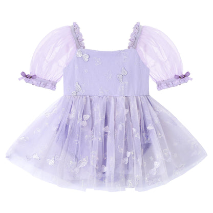 YALLET Baby Girl Dress Embroidery Tulle 1st Birthday Girl Outfit Puff Sleeve Lace Tulle Romper Newborn Dress for 0-24 Months