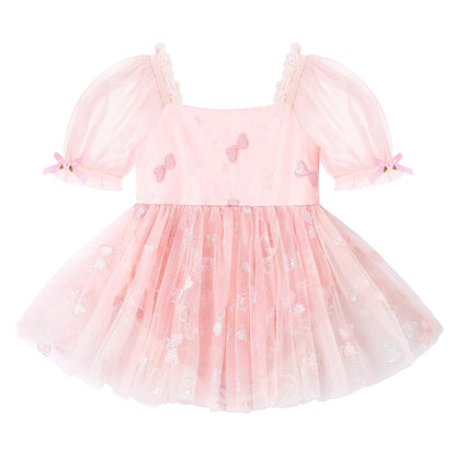 YALLET Baby Girl Dress Embroidery Tulle 1st Birthday Girl Outfit Puff Sleeve Lace Tulle Romper Newborn Dress for 0-24 Months
