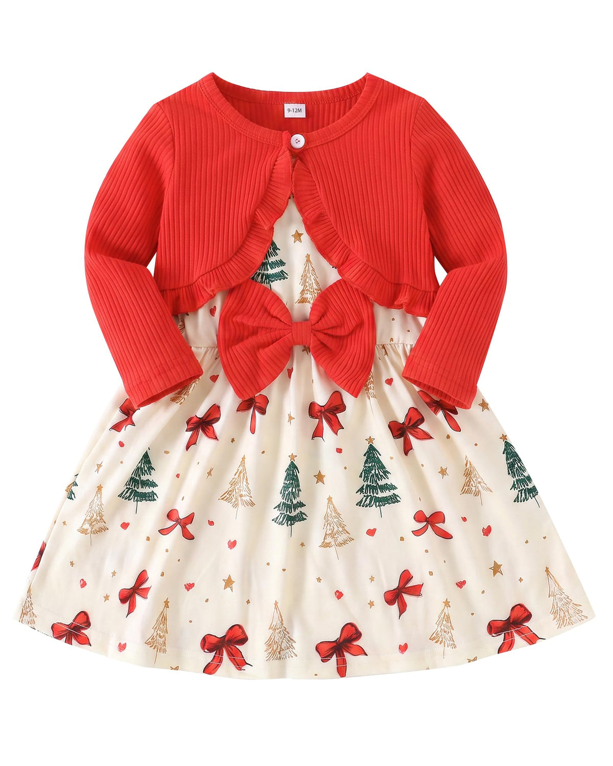 Rosibel Toddler Baby Girls Dress and Cotton Cardigan Set for 6M-3T