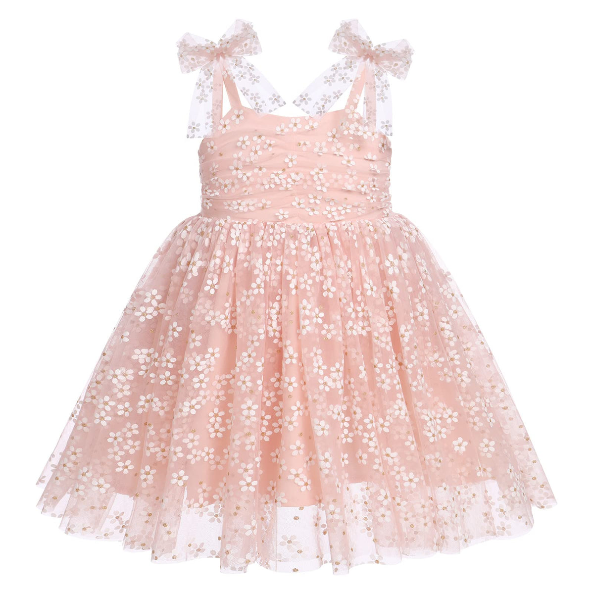 IBTOM CASTLE Toddler Baby Girl Birthday Dress Floral Sequin Tulle Tutu Dresses for Pageant Party Cake Smash Photoshoot