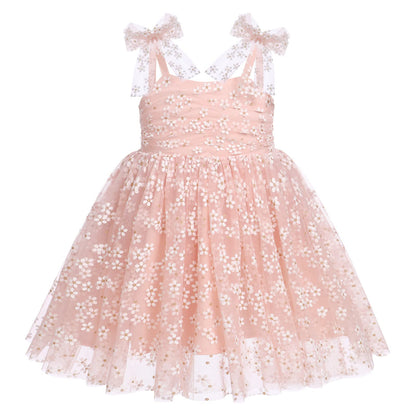 IBTOM CASTLE Toddler Baby Girl Birthday Dress Floral Sequin Tulle Tutu Dresses for Pageant Party Cake Smash Photoshoot