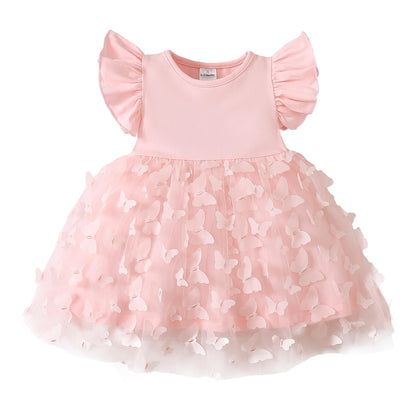 Baby Girl Butterfly Tutu Ruffle Sleeveless Dress 0-24 Months